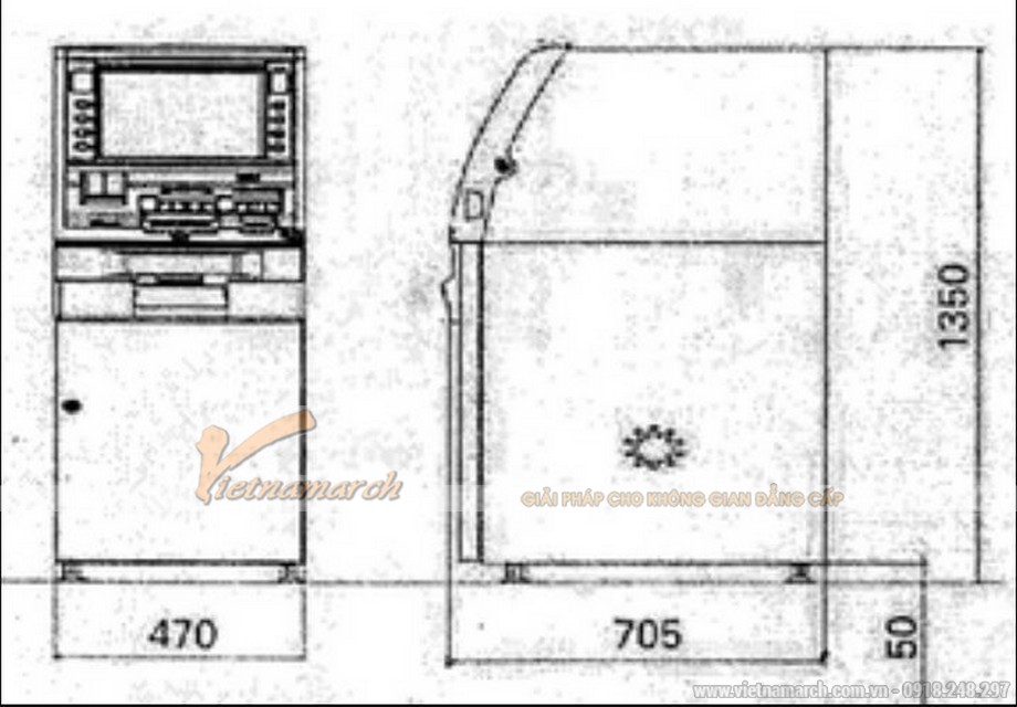 Kích thước máy ATM tiêu chuẩn là bao nhiêu? > Kích thước máy ATM loại đặt ở sảnh