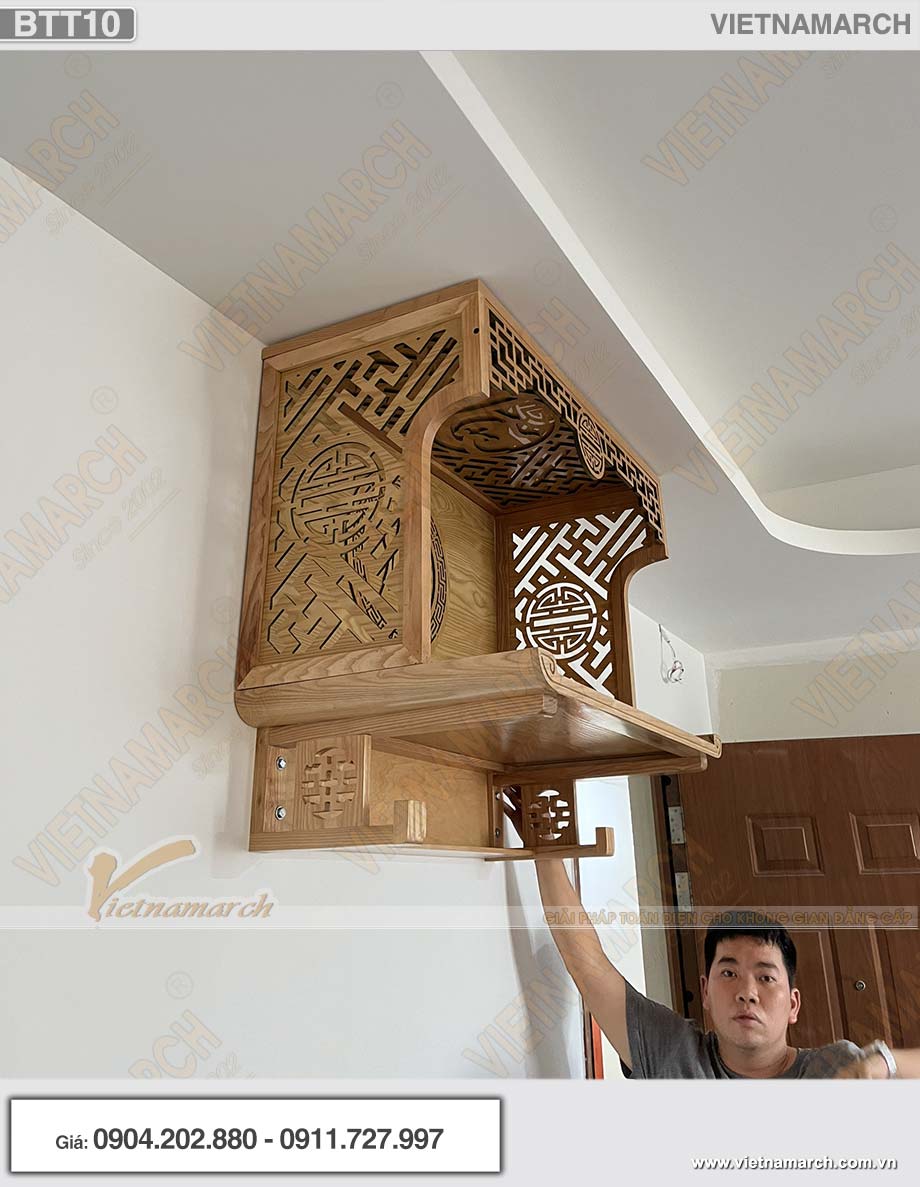 Lắp đặt bộ bàn thờ treo tường chân chữ Thọ tại chung cư The Sakura BTT10