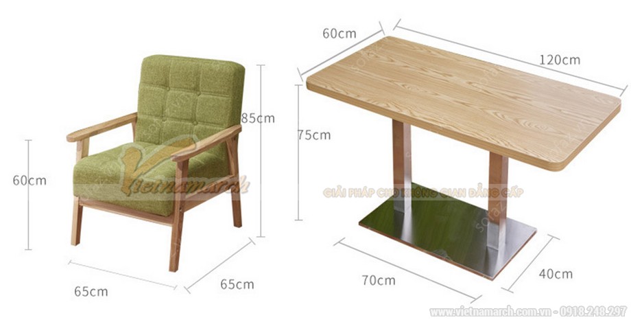 Kích thước bàn ghế cafe tiêu chuẩn là bao nhiêu? > Kích thước bàn cafe hình chữ nhật