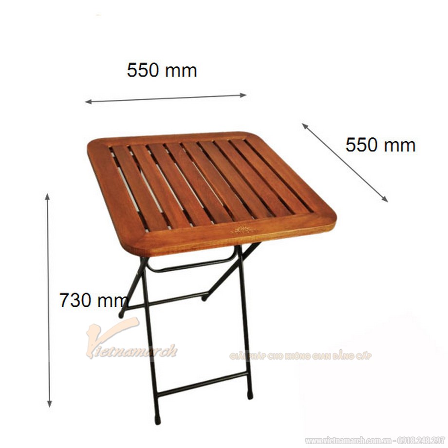 Kích thước bàn ghế cafe tiêu chuẩn là bao nhiêu? > Kích thước bàn cafe hình vuông