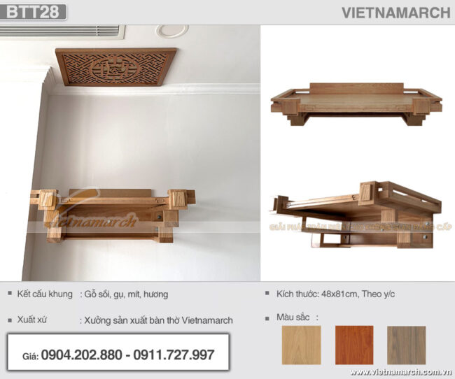 Mẫu bàn thờ treo chân thang lắp đặt tại chung cư The Nine Phạm Văn Đồng BTT28