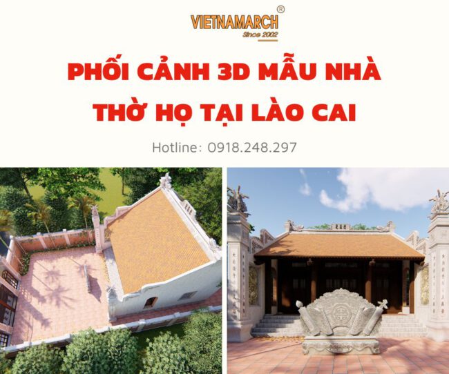 Phối cảnh 3D mẫu thiết kế nhà thờ họ 3 gian tại Lào Cai