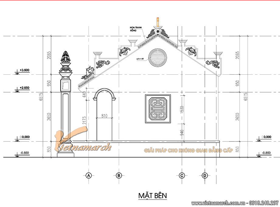 Hồ sơ thiết kế nhà thờ họ 3 gian có chòi tứ giác tại huyện Mê Linh > Bản vẽ thiết kế mặt bằng nhà thờ họ tại Mê Linh